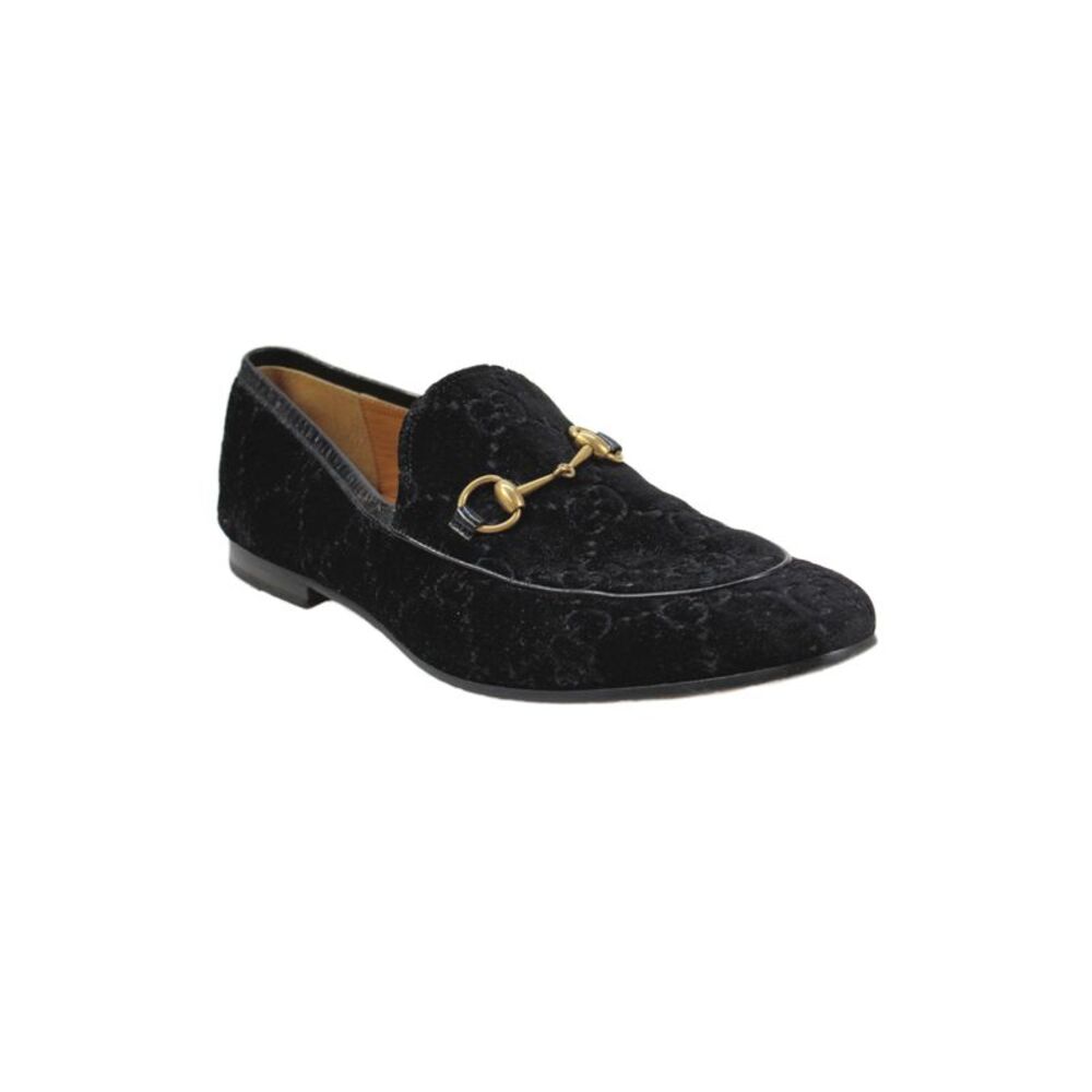 Gucci Mens Slip On GG Horsebit Velvet Loafers Black Size 12